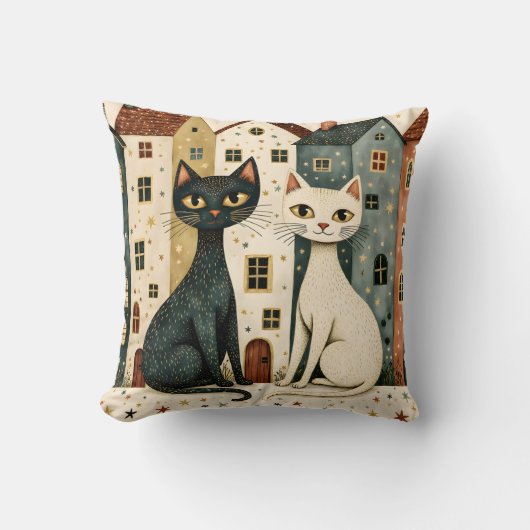 Artistic Cats Throw Pillow クッション (正面)