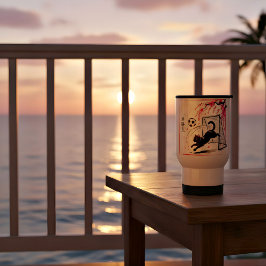 Artistic Cherry Blossom Cat Soccer for art lovers トラベルマグ