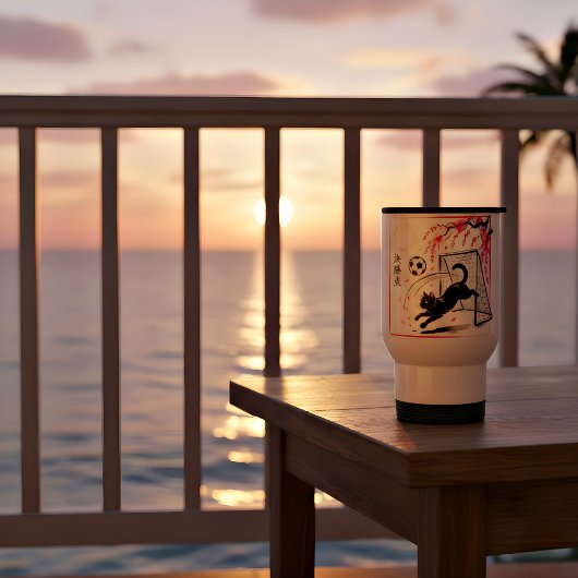 Artistic Cherry Blossom Cat Soccer for art lovers トラベルマグ