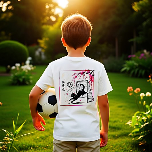 Artistic Cherry Blossom Cat Soccer For Japanese Ar Tシャツ