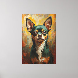 Artistic Chihuahua Portrait Vibrant Oil Painting キャンバスプリント
