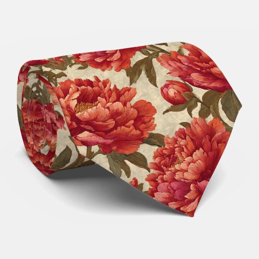 Artistic Christmas Gift For Him Peonies Flower ネクタイ (ロール)