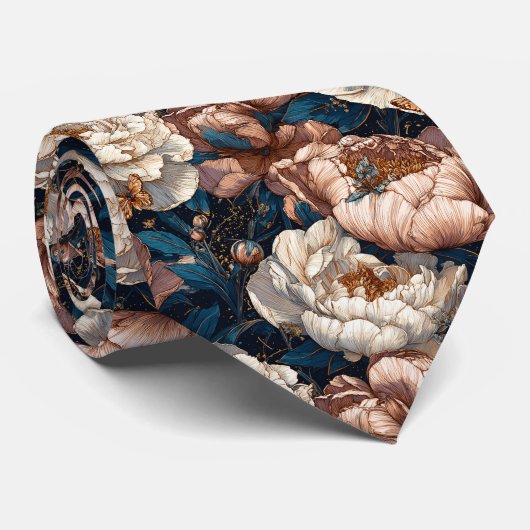 Artistic Christmas Gift For Husband Peonies Floral ネクタイ (ロール)