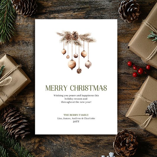 Artistic Christmas Ornament Earthy Elegant Card シーズンカード