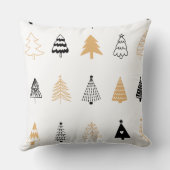 Artistic Christmas Tree Pillow in Black, White & G クッション (裏面)