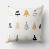 Artistic Christmas Tree Pillow in Black, White & G クッション (正面)