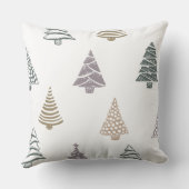 Artistic Christmas Tree Pillow in Green, Brown & P クッション (裏面)