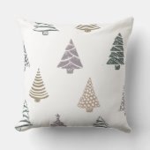 Artistic Christmas Tree Pillow in Green, Brown & P クッション (正面)