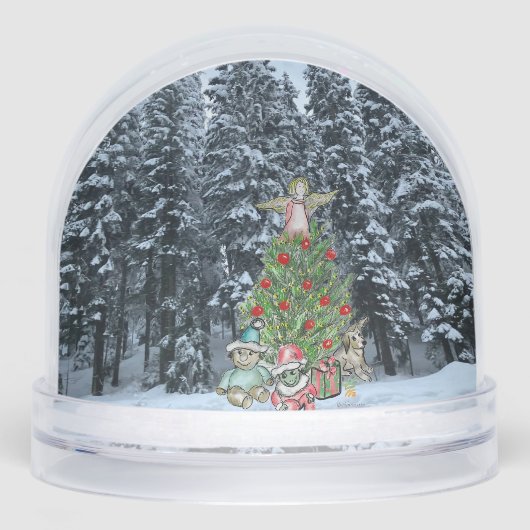 Artistic Christmas Tree Scene Snow Globe (正面)