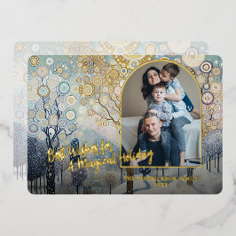 Artistic Classic Trendy Winter Wonderland Art Gold 箔シーズンカード