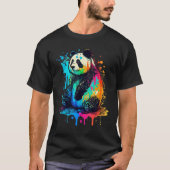 Artistic Colorful Pop painted Panda Tシャツ (正面)