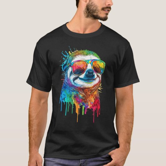 Artistic Colorful Pop painted Sloth Tシャツ (正面)