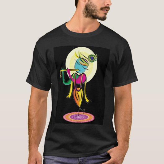 Artistic colourful Lord Shri Krishna with flute! Tシャツ (正面)