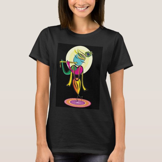 Artistic colourful Lord Shri Krishna with flute! Tシャツ (正面)