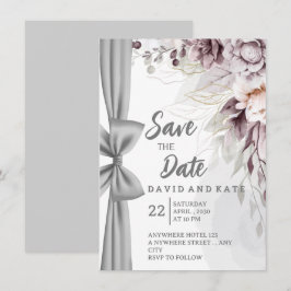 Artistic Curtain & Floral Save the Date Card