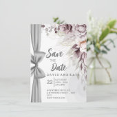 Artistic Curtain & Floral Save the Date Card (スタンド正面)