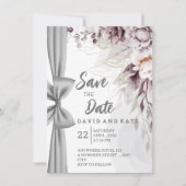 Artistic Curtain & Floral Save the Date Card (正面)