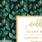 Artistic Dark Green And Gold Wedding Guest Book ゲストブック