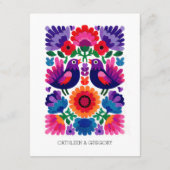 Artistic Decorative Folk Birds and Flowers Wedding エンクロージャーカード (裏面)