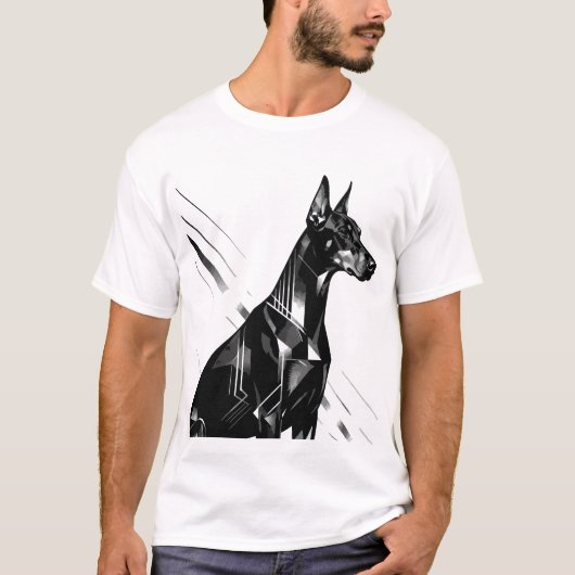 Artistic Doberman Pinscher & Watercolor German She Tシャツ (正面)