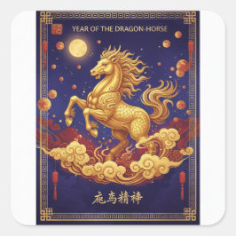 Artistic Dragon-Horse 2026 Lunar New Year Card スクエアシール