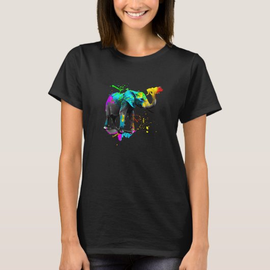 Artistic Elephant Paint Splash Tシャツ (正面)
