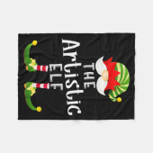 Artistic Elf Group Christmas Funny Pajama Party  フリースブランケット (正面(横))
