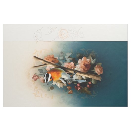 Artistic Fabric Panel Birds ファブリック (ファットクウォーター)