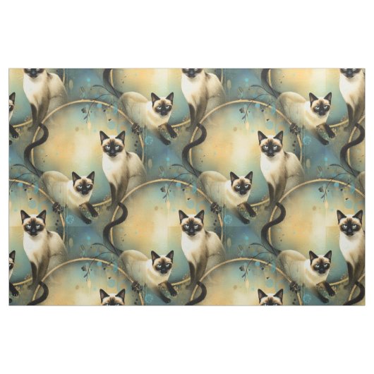 Artistic Fabric Panel Cats ファブリック (ファットクウォーター)