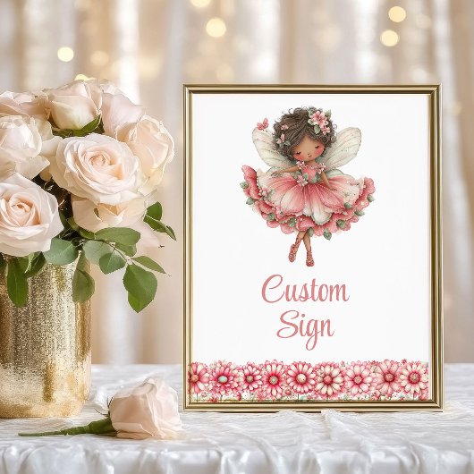 Artistic Fairy Girl Blush Floral Birthday Custom  ポスター