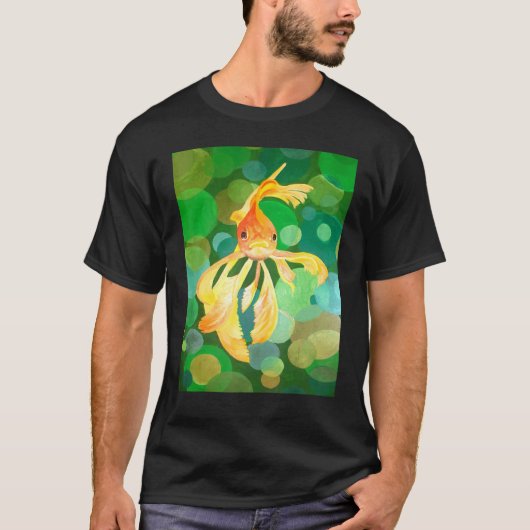 Artistic Fancy Goldfish With Green Background Vect Tシャツ (正面)