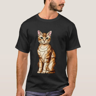 Artistic Feline Portrait Amid Tropical Flowers  Tシャツ