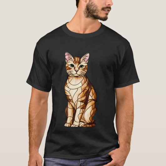 Artistic Feline Portrait Amid Tropical Flowers  Tシャツ (正面)