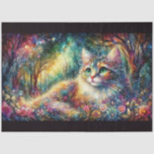  Artistic Floral Woodland Boho Cat Decoupage  薄葉紙 (正面)