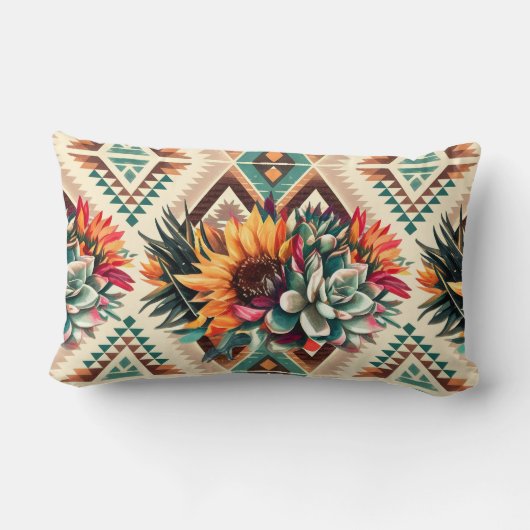 artistic flower pattern pillow ランバークッション (裏面)