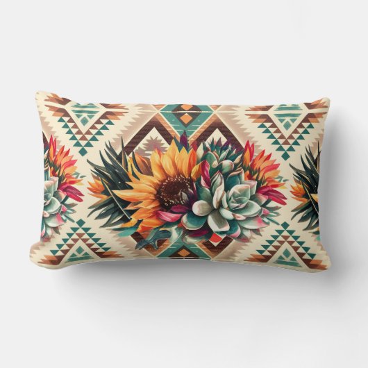 artistic flower pattern pillow ランバークッション (正面)