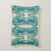 Artistic Fluid Abstract in Aqua & Green アクセントクッション (裏面(縦))