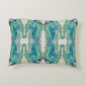 Artistic Fluid Abstract in Aqua & Green アクセントクッション (裏面)