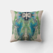 Artistic Fluid Abstract in Aqua & Green クッション (裏面)