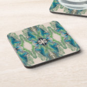 Artistic Fluid Abstract in Aqua & Green コースター (左側)