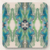 Artistic Fluid Abstract in Aqua & Green コースター (正面)