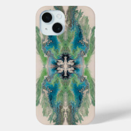 Artistic Fluid Abstract in Aqua & Green  iPhone 15ケース