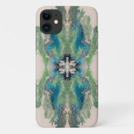 Artistic Fluid Abstract in Aqua & Green iPhone 11 ケース
