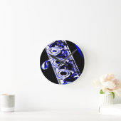 Artistic Flute Silver Metal Beautiful Fun ラウンド壁時計 (ホーム)
