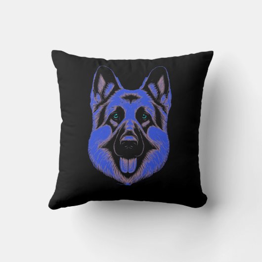 Artistic German Shepherd Blue & Black Design クッション (裏面)