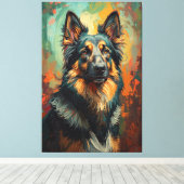 Artistic German Shepherd Portrait Vibrant Painting キャンバスプリント (インサイチュ (ウッドフロア))