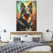 Artistic German Shepherd Portrait Vibrant Painting キャンバスプリント (インサイチュ (寝室))