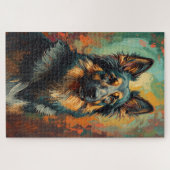 Artistic German Shepherd Portrait Vibrant Painting ジグソーパズル (横)