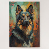 Artistic German Shepherd Portrait Vibrant Painting ジグソーパズル (縦)