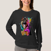 Artistic German Shepherd with Paint Splashes Tシャツ (正面)